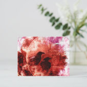  rood grunge Raven Fantasy-ontwerp Briefkaart (Staand voorkant)