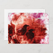  rood grunge Raven Fantasy-ontwerp Briefkaart (Voorkant / Achterkant)