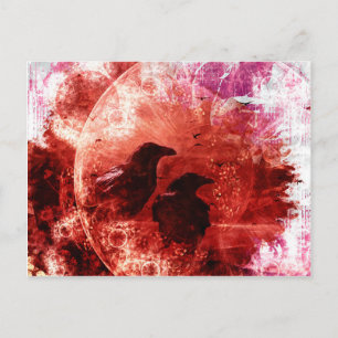  rood grunge Raven Fantasy-ontwerp Briefkaart