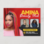 Rood Haar & Beauty Salon Braider Haarstylist Pruik Briefkaart (Voorkant)