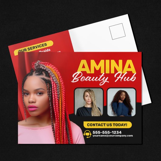 Rood Haar & Beauty Salon Braider Haarstylist Pruik Briefkaart