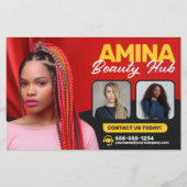 Rood Haar & Beauty Salon Braider Haarstylist Pruik Flyer (Voorkant)