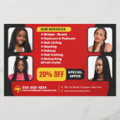 Rood Haar & Beauty Salon Braider Haarstylist Pruik Flyer (Achterkant)