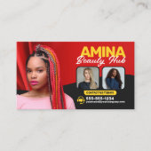 Rood Haar & Beauty Salon Braider Haarstylist Pruik Visitekaartje (Voorkant)