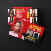 Rood Haar & Beauty Salon Braider Haarstylist Pruik Visitekaartje