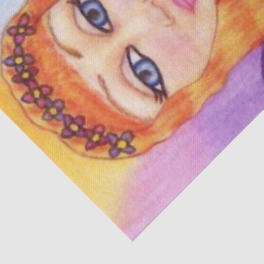 Rood haar fee Fae Spring Bloemen Tissuepapier (Detail)