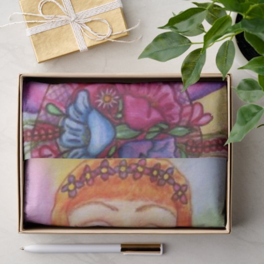 Rood haar fee Fae Spring Bloemen Tissuepapier