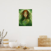 Rood Haar Groene Ogen Keltische Knoop Fantasie Por Poster (Keuken)