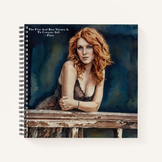  Rood Haar Lady Plato Quote BlueBlack Journal Notitieboek (Voorkant)