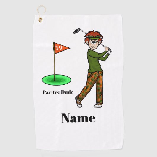 Rood Haar Mannelijke Golfer Par-T-shirt Dude Golfh Golfhanddoek (Voorkant)