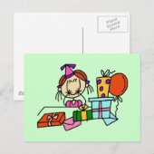 Rood haar meisje met verjaardagscadeaus T-shirts Briefkaart (Voorkant / Achterkant)