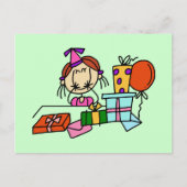Rood haar meisje met verjaardagscadeaus T-shirts Briefkaart (Voorkant)