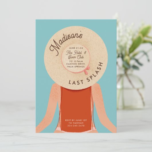 Rood Haar Meisje Palm Springs Bachelorette Pool Pa Kaart (Staand voorkant)