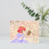 Rood haar Princess en eekhoorn postacrd Briefkaart (Staand voorkant)