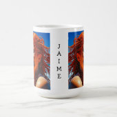  rood haired dame op strand gepersonaliseerd koffiemok (Center)