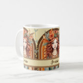 Rood Haired Fairy met Bloem Garland in Haar Mok (Voorkant links)