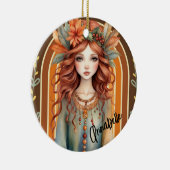 Rood Haired Fairy met Bloemen Ornament (Rechts)