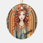 Rood Haired Fairy met Bloemen Ornament (Links)