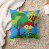 Rood Haired Jongen op Fiets Kussen (Deken)
