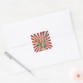 Rood Haired Pin-up Meisje Retro Sunset Vierkante Sticker (Envelop)