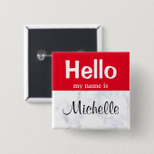 Rood Hallo mijn naam is aangepaste moderne naampla Vierkante Button 5,1 Cm (Voorkant /achterkant)