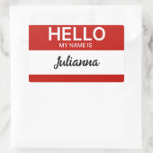 Rood Hallo Mijn naam is de markering Werknemer of Rechthoekige Sticker (Tas)