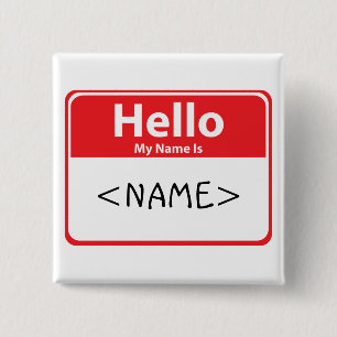 Rood Hallo Mijn naam is,<NAME> Vierkante Button 5,1 Cm
