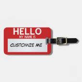 Rood Hallo mijn naam is ... Personaliseerbaar Bagagelabel (Voorkant horizontaal)