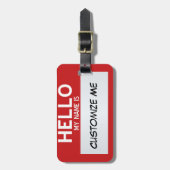 Rood Hallo mijn naam is ... Personaliseerbaar Bagagelabel (Voorkant verticaal)