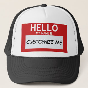 Rood Hallo mijn naam is ... Personaliseerbaar Trucker Pet