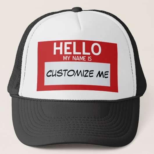 Rood Hallo mijn naam is ... Personaliseerbaar Trucker Pet (Voorkant)