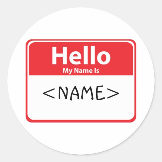 Rood Hallo Mijn Naam is , () Ronde Sticker (Voorkant)