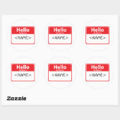 Rood Hallo Mijn Naam is , () Ronde Sticker (Vel)