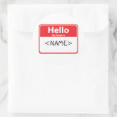 Rood Hallo Mijn Naam is , () Ronde Sticker (Tas)