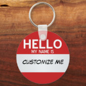 Rood Hallo mijn naam is ...  Sleutelhanger (Voorkant)