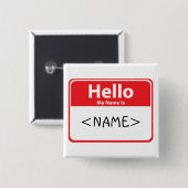 Rood Hallo Mijn Naam is , () Vierkante Button 5,1 Cm (Voorkant /achterkant)