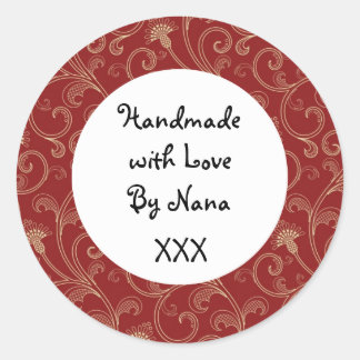 Rood 'Handgemaakt door' Kerst stickers