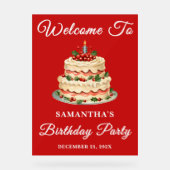 Rood handgeschreven script Kerstverjaardag Welkom Acryl Bord (Voorkant)