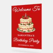 Rood handgeschreven script Kerstverjaardag Welkom Acryl Bord (Hoek)