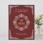 Rood handgetekend elegant sierlijk uw logo VIP Menu (Staand voorkant)