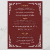 Rood handgetekend elegant sierlijk uw logo VIP Menu (Achterkant)