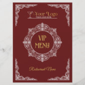 Rood handgetekend elegant sierlijk uw logo VIP Menu (Voorkant)