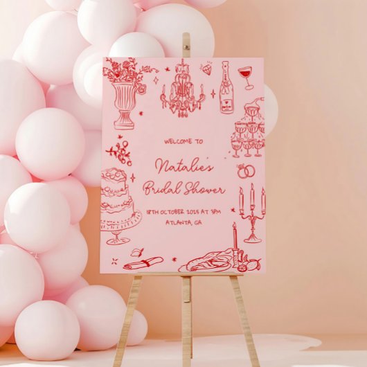 Rood handgetekend grillig Vrijgezellenfeest Perfect Poster