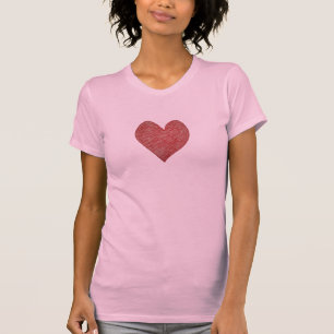 Rood handgetekend hart – Schattige minimalistisch T-shirt