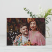 Rood handschrift script foto bruiloft dank u bedankkaart (Staand voorkant)