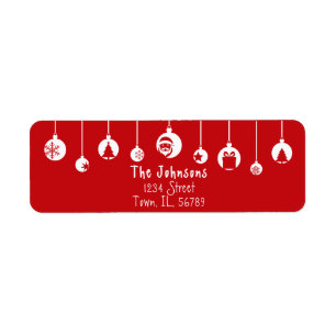Rood hangend ornament retouradreslabel etiket
