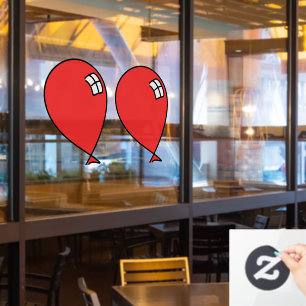 Rood Happy Balloons Twins Window Cling Raamsticker