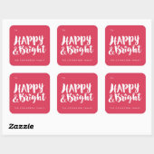 Rood Happy en Bright Square Gift Label Stickers (Vel)