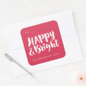 Rood Happy en Bright Square Gift Label Stickers (Envelop)