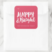 Rood Happy en Bright Square Gift Label Stickers (Tas)